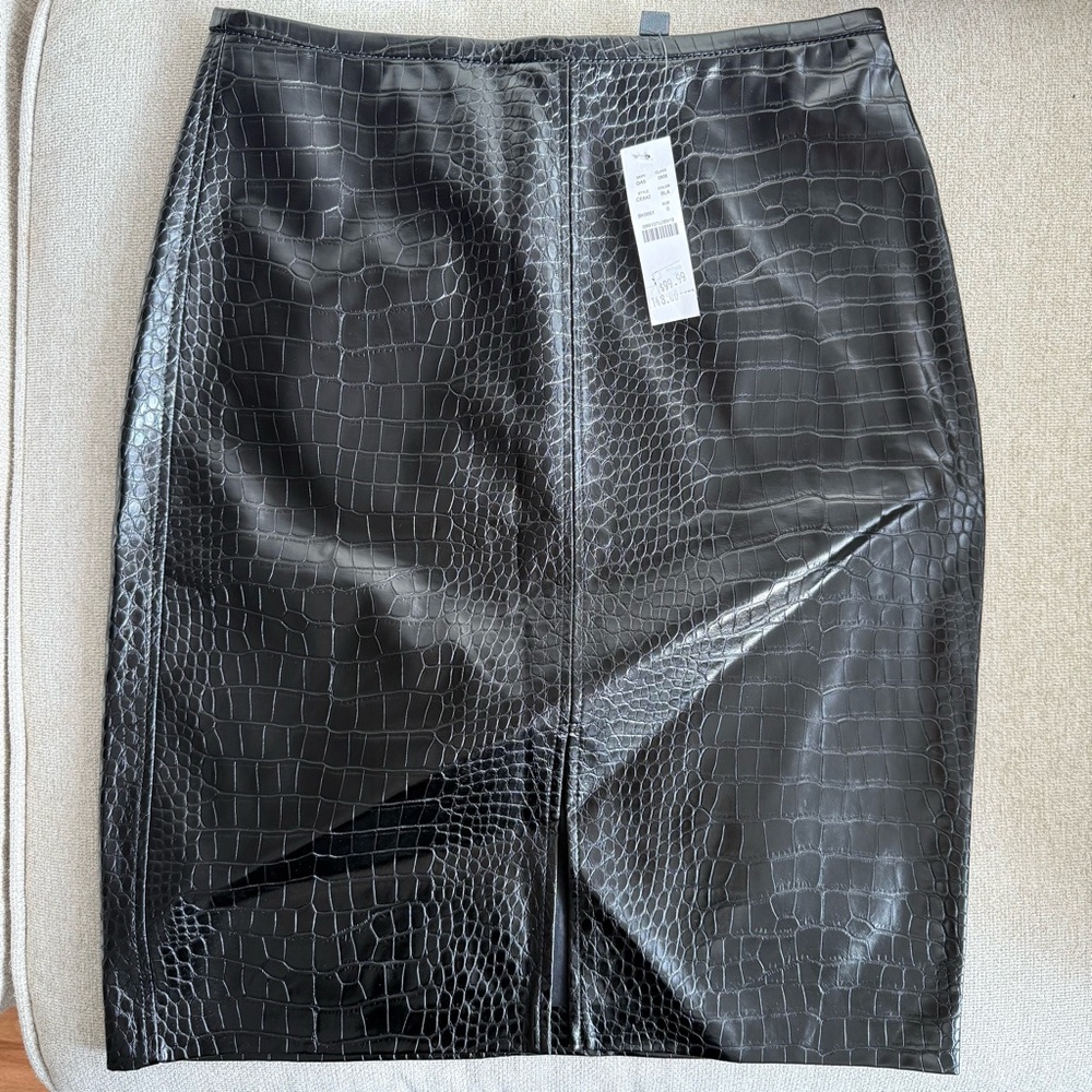 NWT J. Crew Black Croc-Embossed Pencil Skirt